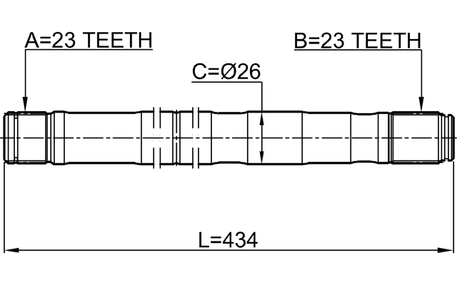 2112-CMAXLH - AXLE HALF SHAFT LEFT 23X434X23