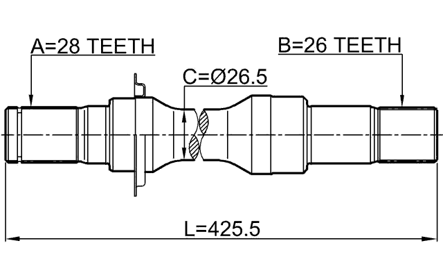 2112-FOCAU - AXLE HALF SHAFT RIGHT 26X425X28