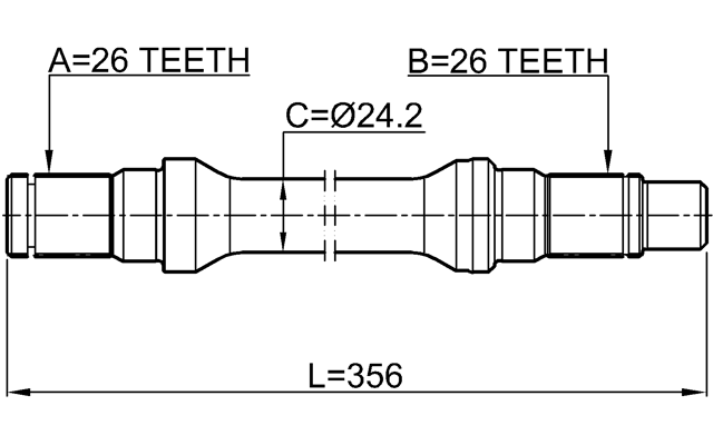2112-RANGELH - AXLE HALF SHAFT LEFT 26X356X26