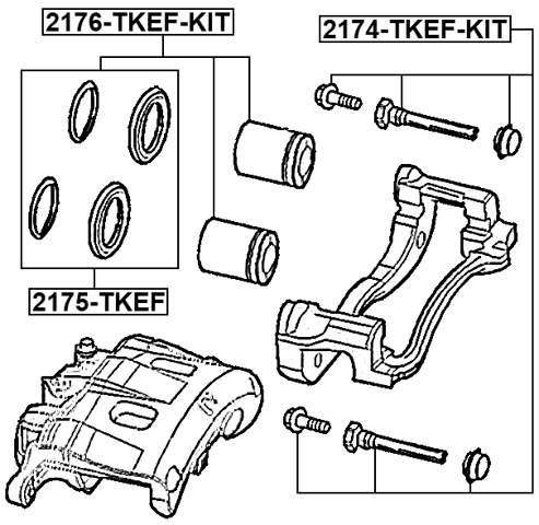 2174-TKEF-KIT - FRONT CALIPER SLIDE PIN KIT (SET FOR ONE SIDE)