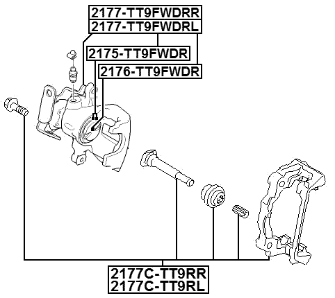 2177C-TT9RL - REAR LEFT BRAKE CALIPER BRACKET CARRIER (WITH SLIDE PINS)