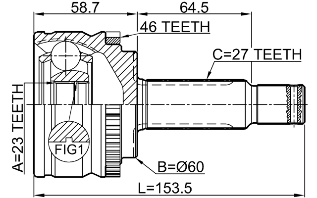 2210-CD20A46 - OUTER CV JOINT 23X60X27