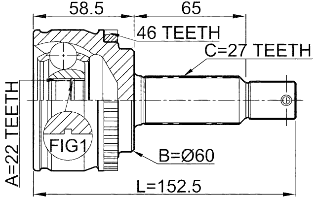 2210-CDA46 - OUTER CV JOINT 22X60X27