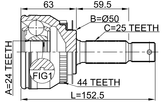 2210-CER20A44 - OUTER CV JOINT 24X50X25