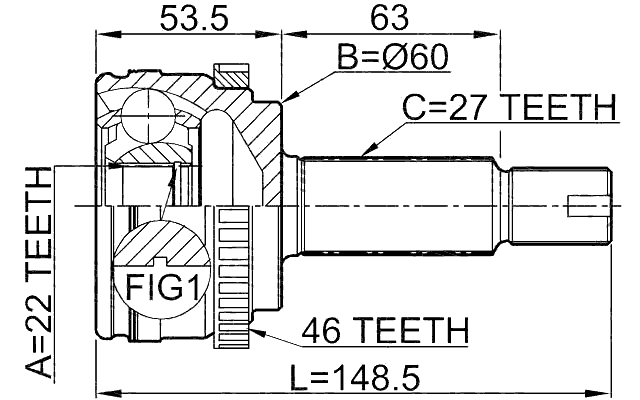 2210-CERA46 - OUTER CV JOINT 22X60X27