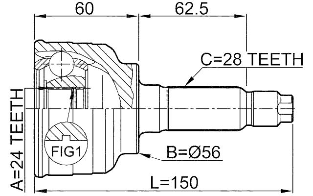 2210-CLAR - OUTER CV JOINT 24X56X28