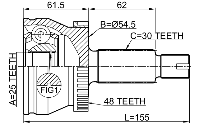 2210-D4224A48 - OUTER CV JOINT 25X54X30