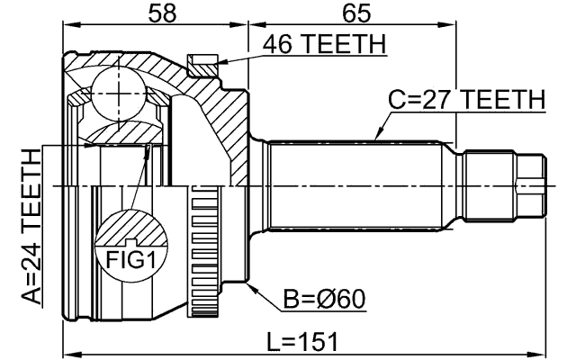 2210-SOUA46 - OUTER CV JOINT 24X60X27