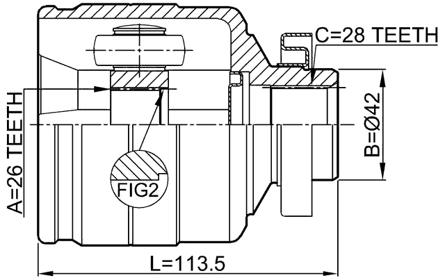 2211-BLRH - INNER CV JOINT RIGHT 26X42X28