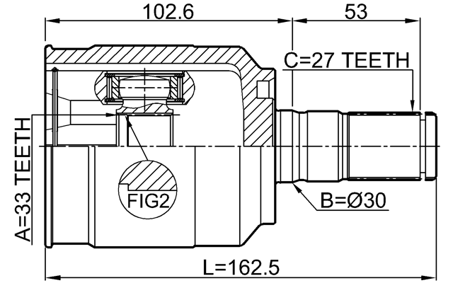 2211-D4224 - INNER CV JOINT 33X30X27