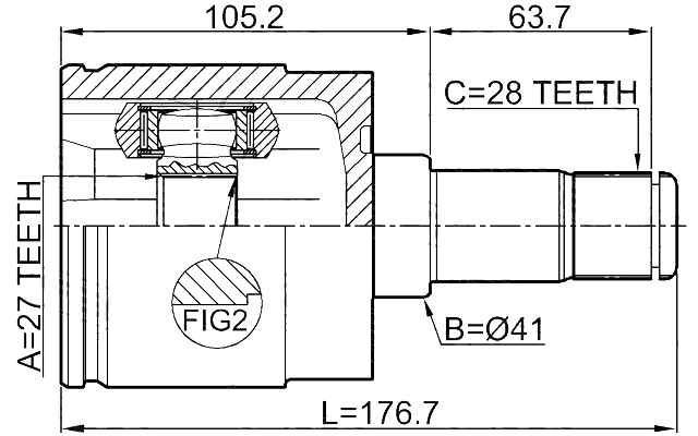 2211-GHLH - INNER CV JOINT LEFT 27X41X28