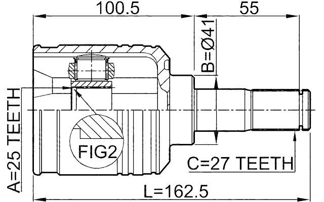 2211-NS27LH - INNER CV JOINT LEFT 25X41X27