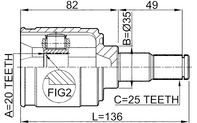 2211-PICMT - INNER CV JOINT 20X35X25