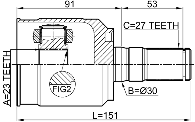 2211-SOULB2 - INNER CV JOINT 23X40X27