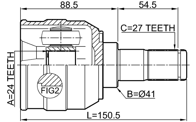 2211-SOULLH - INNER CV JOINT LEFT 24X41X27
