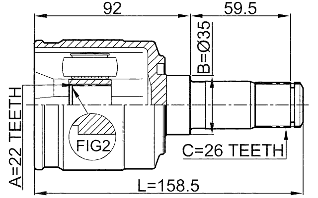 2211-SPAMTLH - INNER CV JOINT LEFT 22X35X26