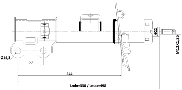 22110-004FR - SHOCK ABSORBER FRONT RIGHT GAS.TWIN TUBE