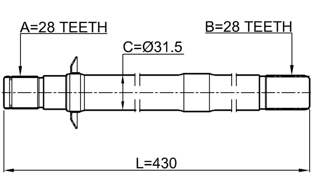 2212-SORRH - AXLE HALF SHAFT RIGHT 28X429X28