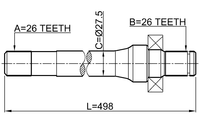2212-SP - AXLE HALF SHAFT LEFT 26X497X26