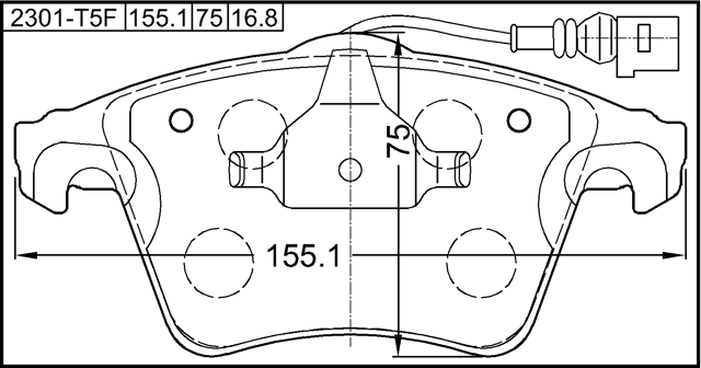 2301-T5F - PAD KIT, DISC BRAKE, FRONT (WITH WEAR SENSOR)