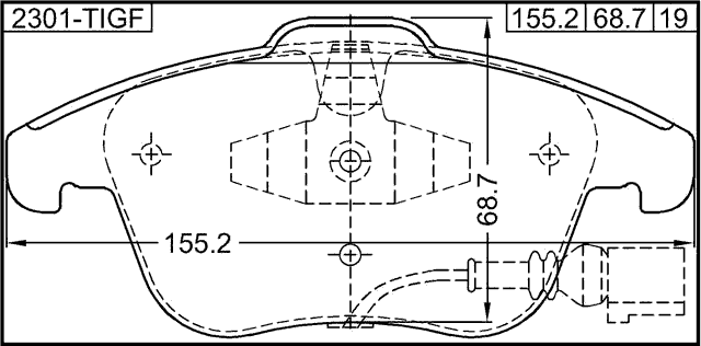 2301-TIGF - PAD KIT, DISC BRAKE, FRONT (WITH ANTI SQUEAL SHIM)
