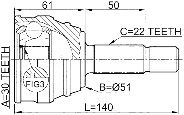 2310-011 - OUTER CV JOINT 30X51X22