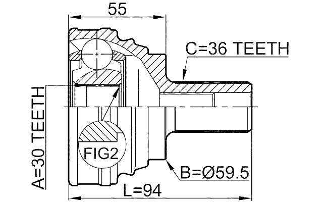2310-030 - OUTER CV JOINT 30X59.5X36