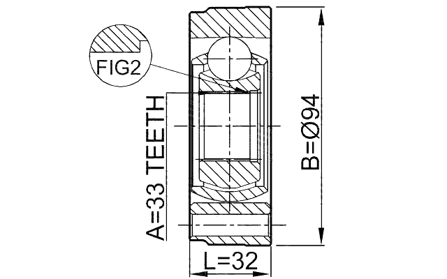 2311-GV - INNER CV JOINT 33X94