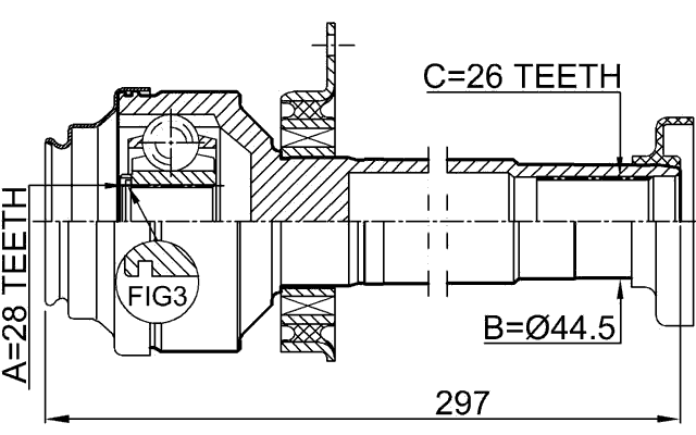 2311-T5RH - INNER CV JOINT RIGHT 28X48.6X26