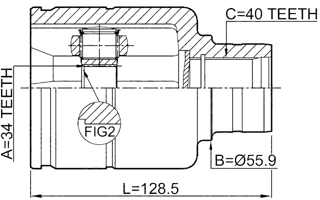 2311-TATRH - INNER CV JOINT RIGHT 34X56X40