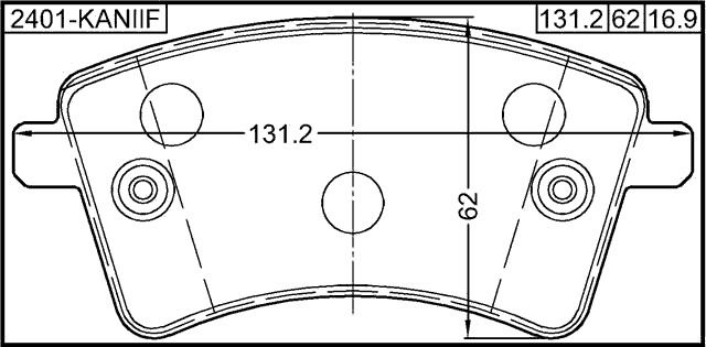 2401-KANIIF - PAD KIT, DISC BRAKE, FRONT - KIT (INCLUDING BOLTS, WITH ANTI SQUEAL SHIM)