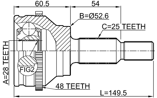 2410-DUSTA48R - OUTER CV JOINT REAR 28X52.6X25