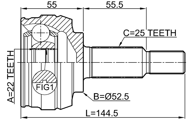 2410-FLUE - OUTER CV JOINT 22X52.5X25