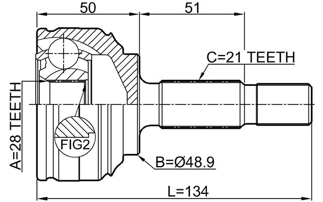 2410-LOGI - OUTER CV JOINT 28X48.9X21