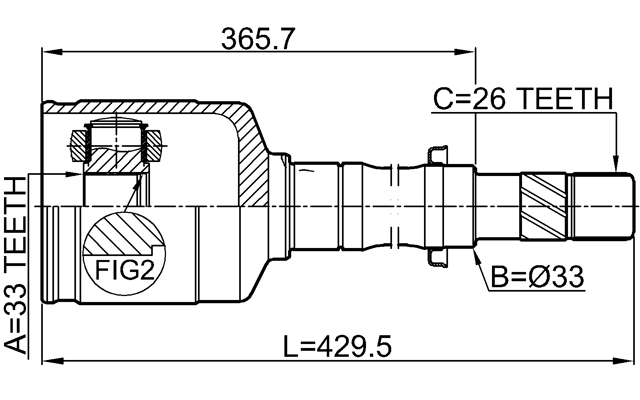 2411-DUSTMTRH - INNER CV JOINT RIGHT 33X33X26