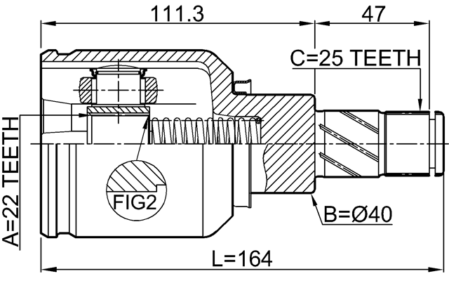 2411-FLUELH - INNER CV JOINT LEFT 22X39.7X25