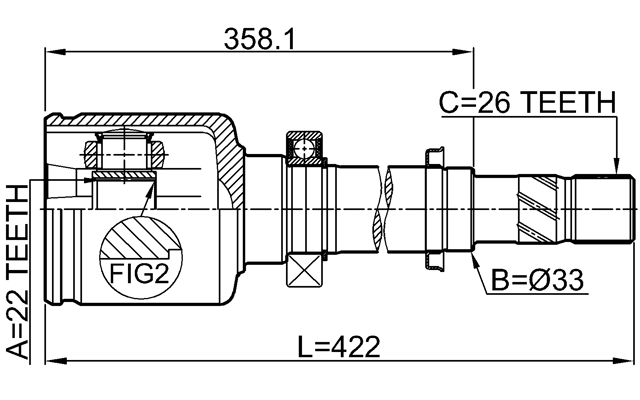2411-KANIIRH - INNER CV JOINT RIGHT 22X33X26