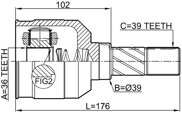 2411-MEGIIILH - INNER CV JOINT LEFT 36X39X39