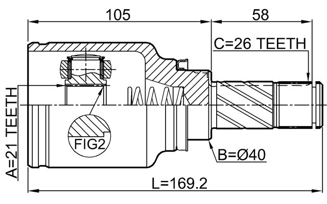 2411-SANIIRH - INNER CV JOINT RIGHT 21X40X26