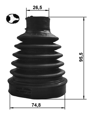 2415-CAPTT - BOOT INNER CV JOINT KIT 74.8X95.5X26.5