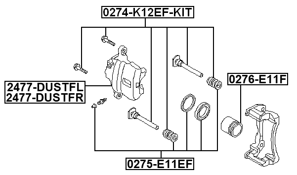 2477-DUSTFR - FRONT RIGHT BRAKE CALIPER ASSEMBLY