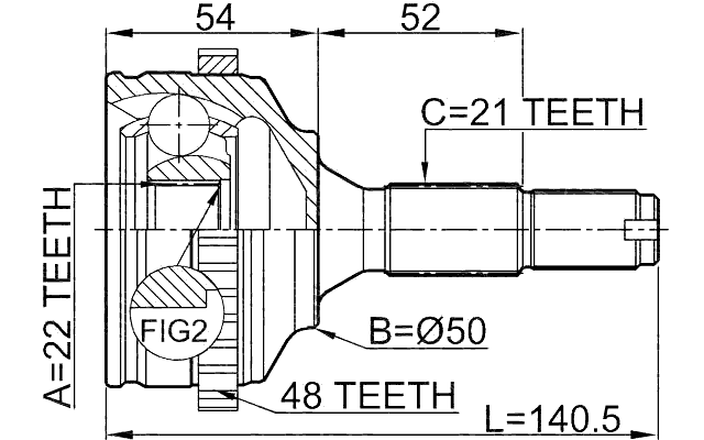 2510-206A48 - OUTER CV JOINT 22X50X21