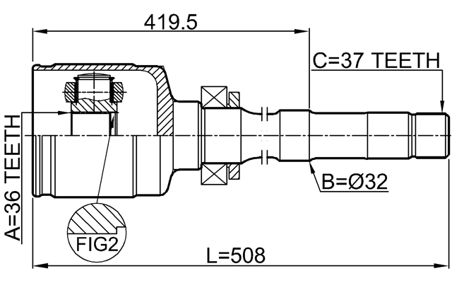2511-EXPRH - INNER CV JOINT RIGHT 36X32X37