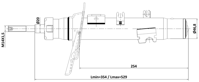 25110-010FL - SHOCK ABSORBER FRONT LEFT GAS.TWIN TUBE