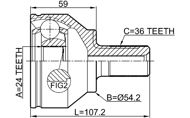 2710-C70 - OUTER CV JOINT 24X54.2X36