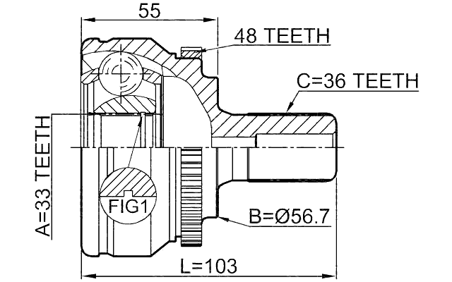 2710-S60A48 - OUTER CV JOINT 33X57X36