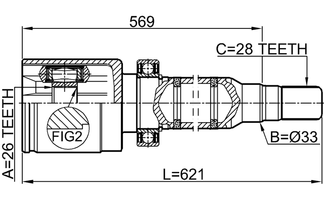2711-S60IIRH - INNER CV JOINT RIGHT 26X33X28