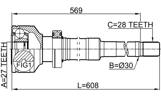 2711-XC90RH - INNER CV JOINT RIGHT 27X30X28