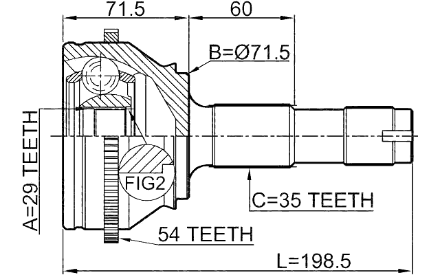 2810-DRUSA54 - OUTER CV JOINT 29X71.6X35