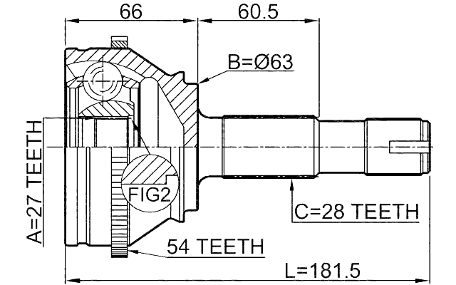 2810-DUCA54 - OUTER CV JOINT 27X63X28